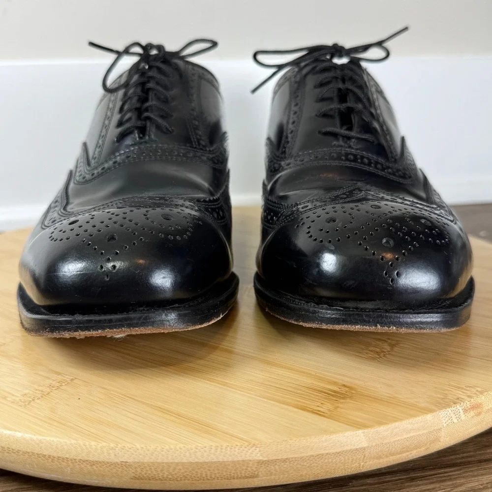 Florsheim Wingtip Oxford Mens 9 3E Black Leather Brogue 17066-0 Dapper Timeless